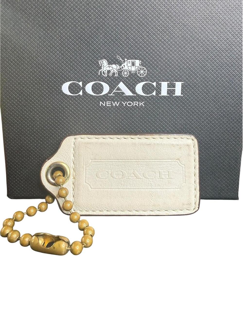 Coach XL Leather Hangtag - White (3")